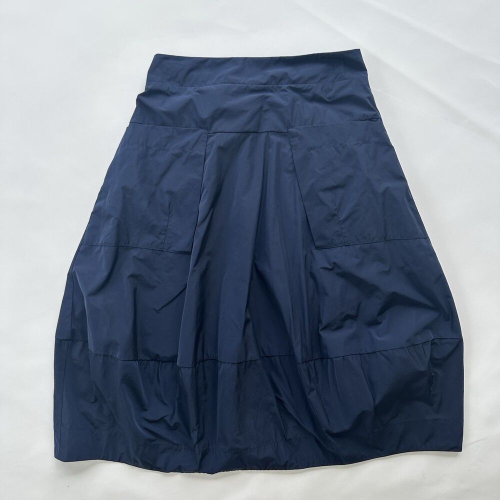 Sun Kim Navy Blue Midtown Skirt Size Small Tulip Lagenlook Travel Pocket Artsy